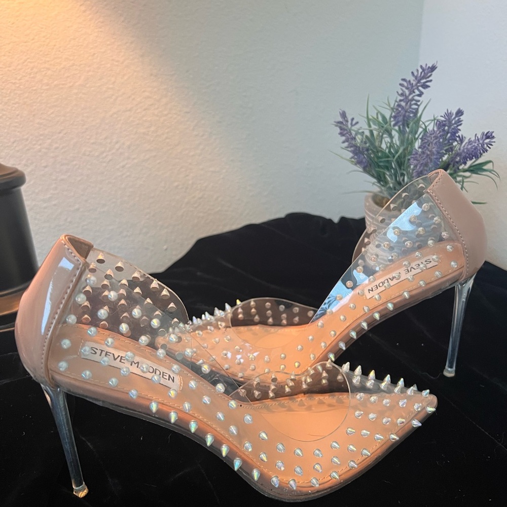 Steve Madden Transparent Crystal Spike Pointed-Toe Stiletto Pumps – Size 6.5 ✨💄 - Picture 6 of 16
